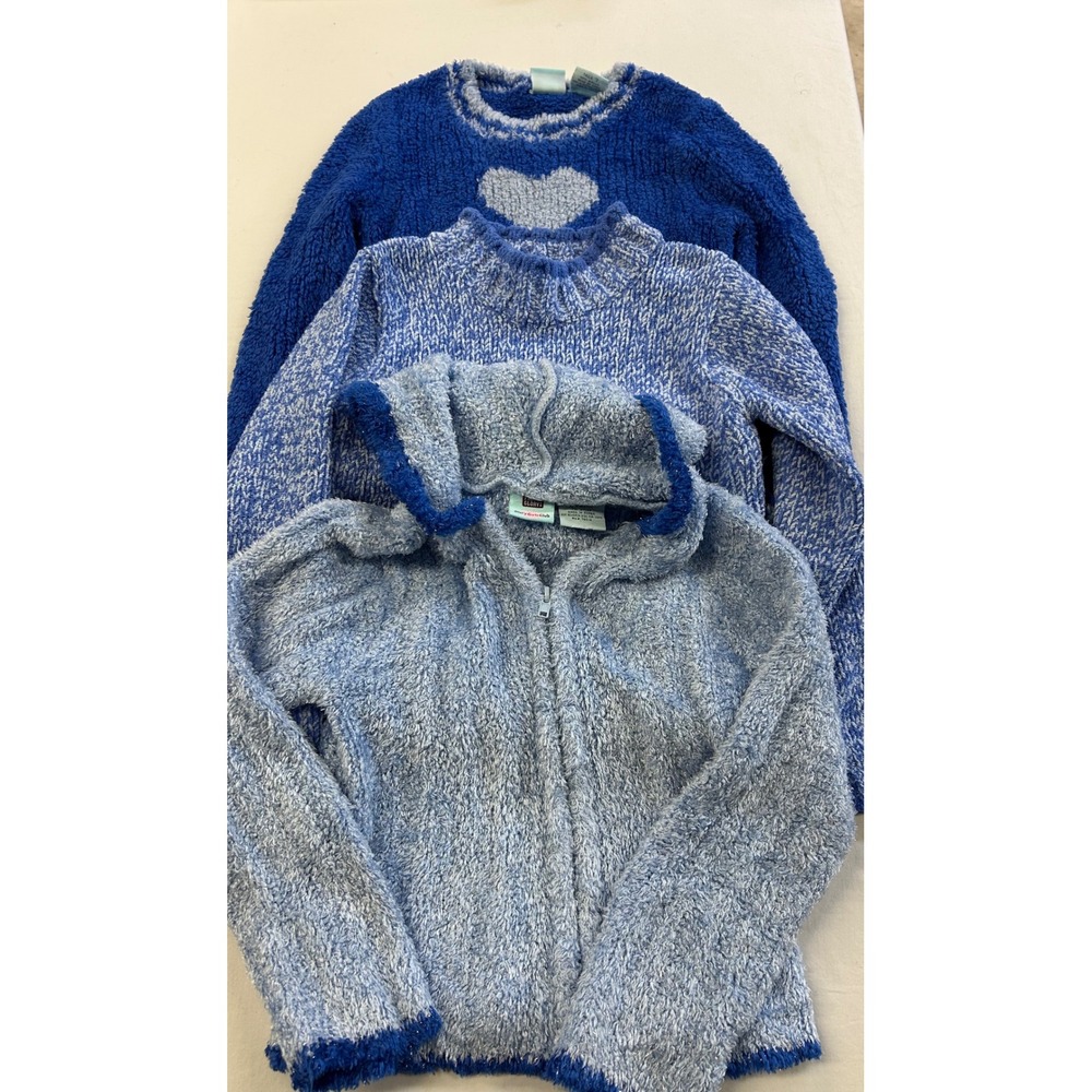 Y2K lot of 3 Faded Glory Girl Connection Blue Sweater Bundle Size 7